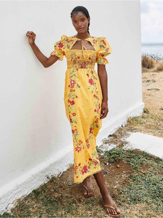 Dresses & Skirts - FARM Rio Flower Dream Floral Smocked Maxi Dress Yellow M